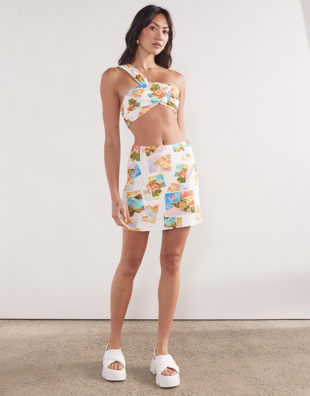 Dazie - Amalfi Amore Linen Blend Crop Top
