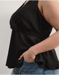 Atmos&Here Curvy - Sylvie Satin Lace Trim Top