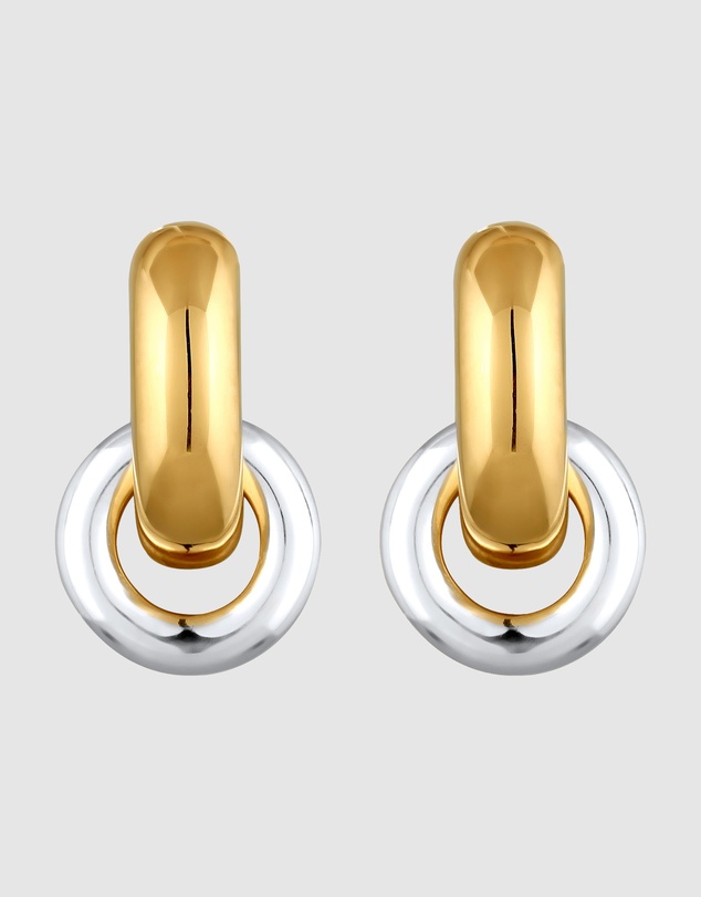 Elli Jewelry - Chunky Hoop Earrings in 925 Silver Bicolor