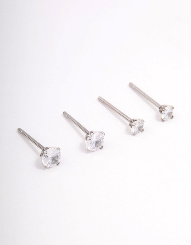 Lovisa - Surgical Steel Graduating Cubic Zirconia Stud Earring Pack