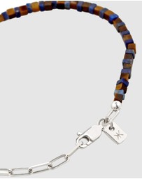 Kuzzoi - ICONIC EXCLUSIVE - Bracelet Male Lapis Lazuli Blue and Tigers Eye 925 Sterling Silver