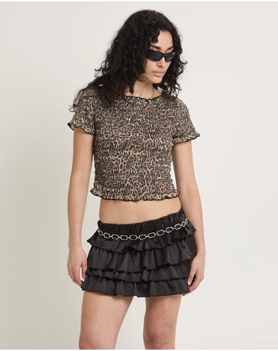 Insight - Leopard Shirred Top