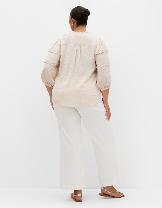 City Chic - Plus size Drama Queen Elbow Sleeve Shirt - porcelain