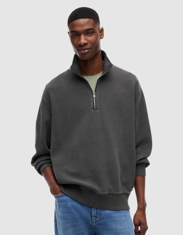 Tommy Jeans - Relaxed Washed Waffle Quarter-Zip Sweater