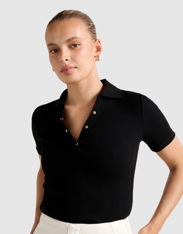 Forever New - Amari Press Stud Polo Neck Top