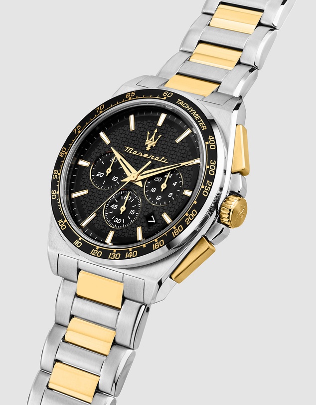 Maserati - Maserati Velocita 43mm Chrono Black Dial Two Tone Stainless Steel Strap Watch