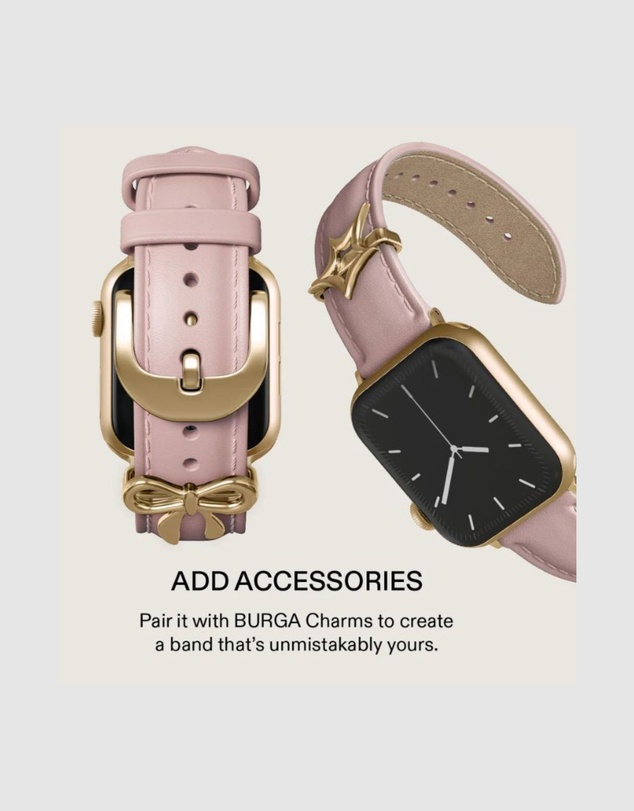 Burga - Burga Apple Watch 42/44/46/49 Leather Band - Gold Clasp Pink
