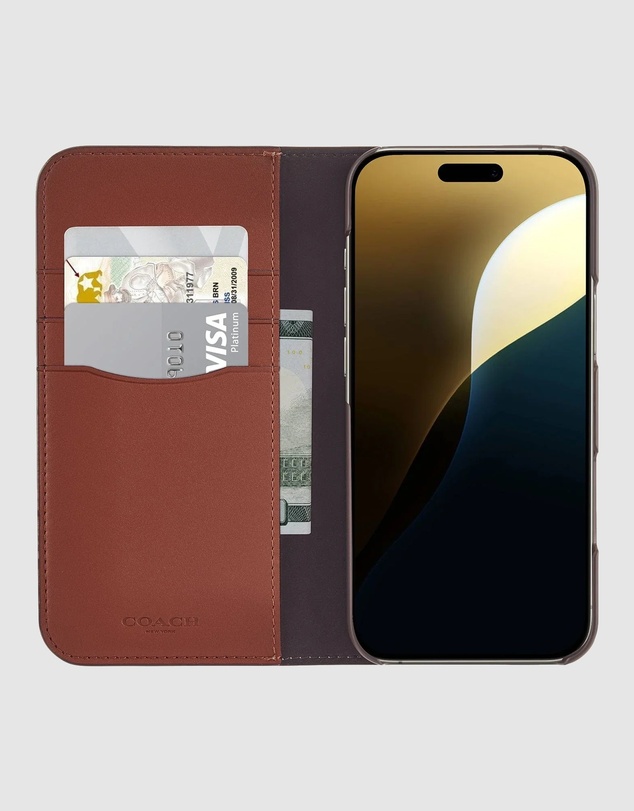 Coach - Coach Folio Case Signature Tan for iPhone 16 Pro