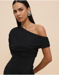 CHANCERY - Margot One Shoulder Drape Maxi Dress