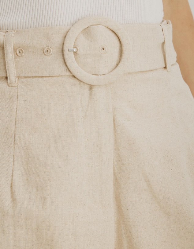 Atmos&Here - Zuri Belted Linen Blend Shorts