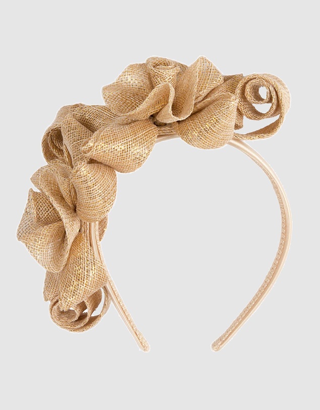 Max Alexander - Sinamay Curls Gold Fascinator