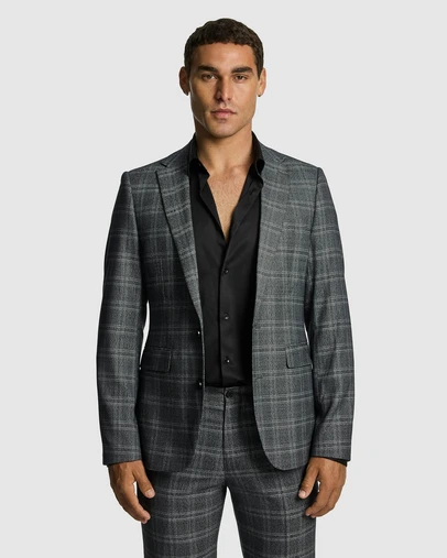 yd. - Cassius Slim Fit Check Suit Jacket