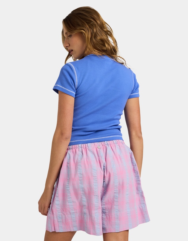 Roxy - Womens Phoebe Check Elastic Waist Shorts