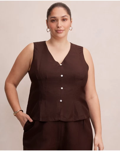 Forever New Curve - Portia Curve Pleated Linen Top