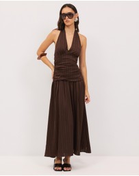 Calli - Sayer Satin Midi Halter Dress