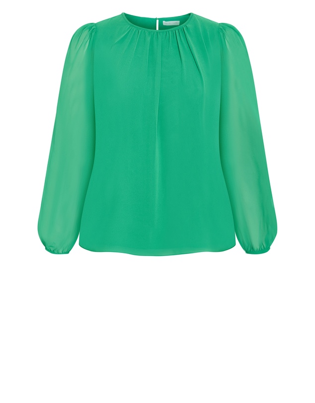 City Chic - Plus size Kelly Sheer Sleeve Top - kelly green
