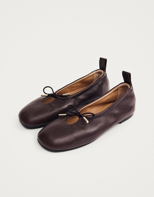 Alohas - Rosalind Brown Leather Ballet Flats - Women's
