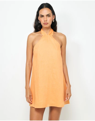 AERE - Kyla Tie Back Linen Mini Dress