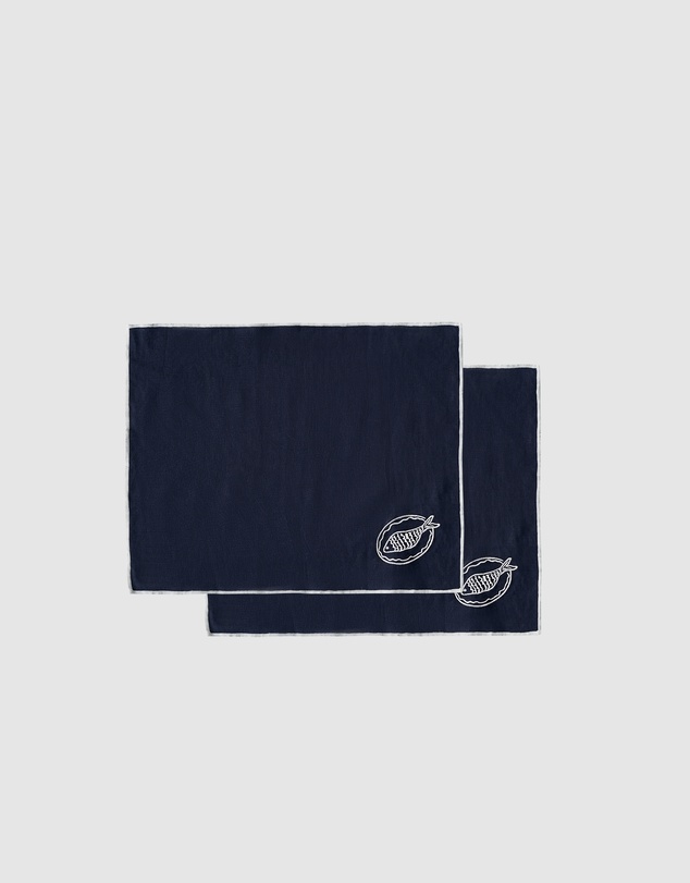 Black Blaze - Embroidered Linen Placemat Set