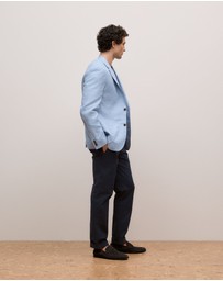Trenery - Regular Fit Yarn Dyed Linen Blazer in Dusty Blue