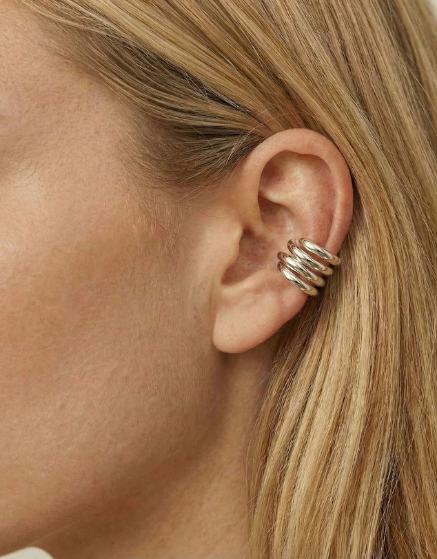 HOUSE OF SLANI - Silver Flux Double Band Ear Cuff