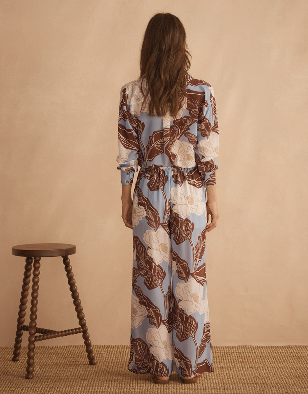 AUR OCEA - Silk Gathered Wide Leg Pants