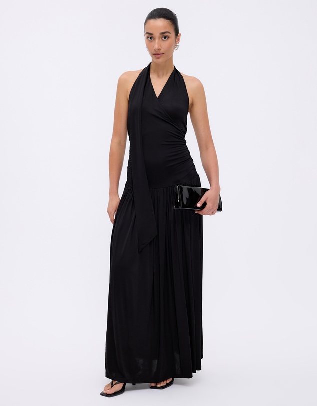 Minima Esenciales - Sereia Jersey Scarf Tie Maxi Dress