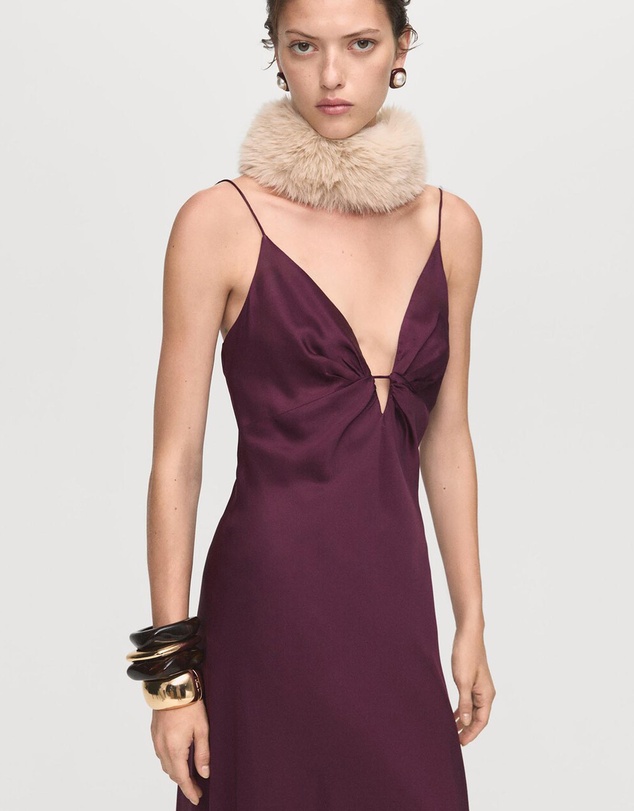 M.N.G - V-Neck Satin Dress
