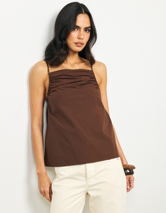 AERE - Zara Ruched Poplin Top