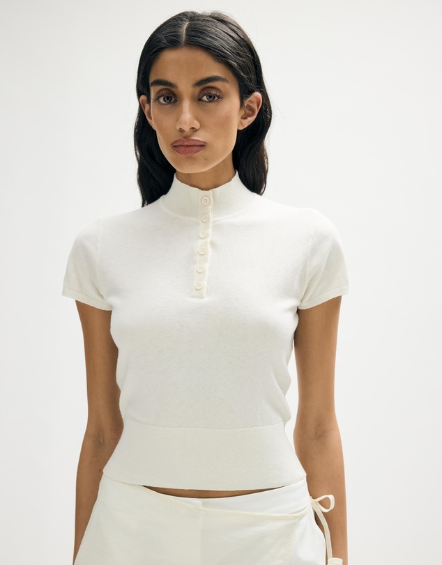 Minima Esenciales - Zoa Cotton Cashmere Funnel Neck Knit Top