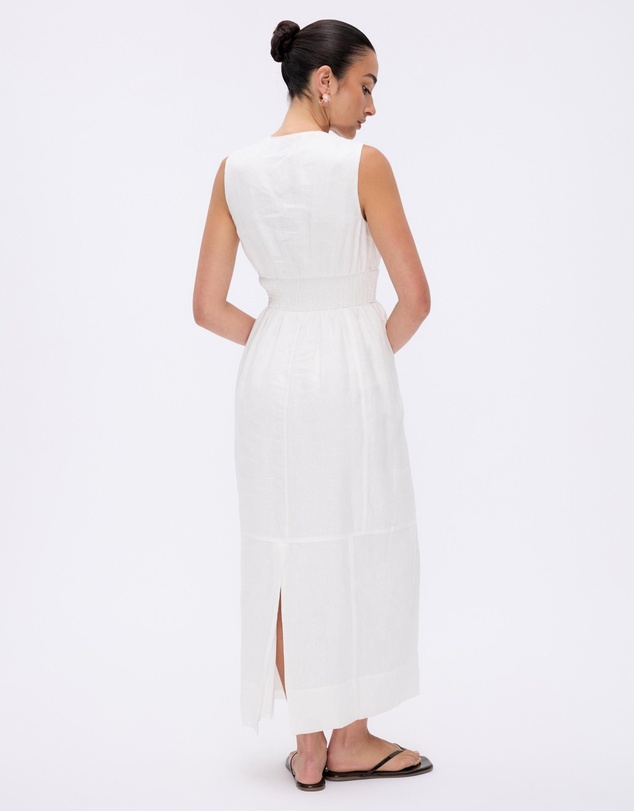 Revibe - Repaired Minima Esenciales Paloma Linen Midi Dress - AU 6