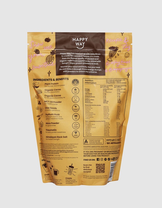 Happy Way - Ashy Bines Choc Caramel Vegan Protein Powder
