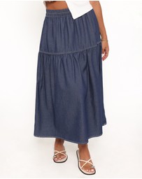 Petal & Pup - Meadow Midi Denim Skirt - Dark Wash