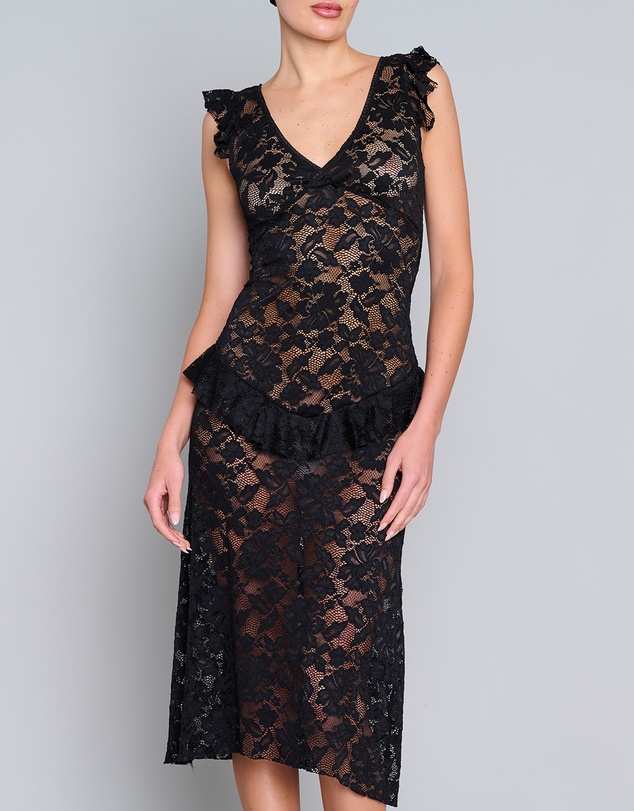 Love and Nostalgia - Summer Love Lace Midi Dress - Black