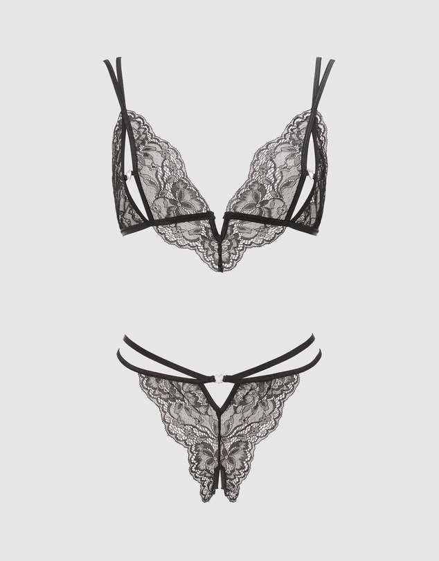 Ann Summers - Diamond Heart Crotchless Set