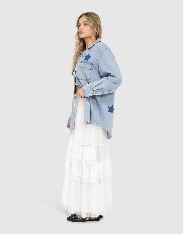 Belle & Bloom - Stargazer Patch Detail Denim Shirt