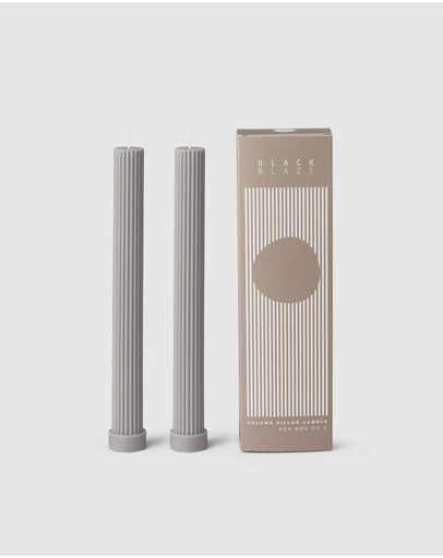 Black Blaze - Column Pillar Candle Duo