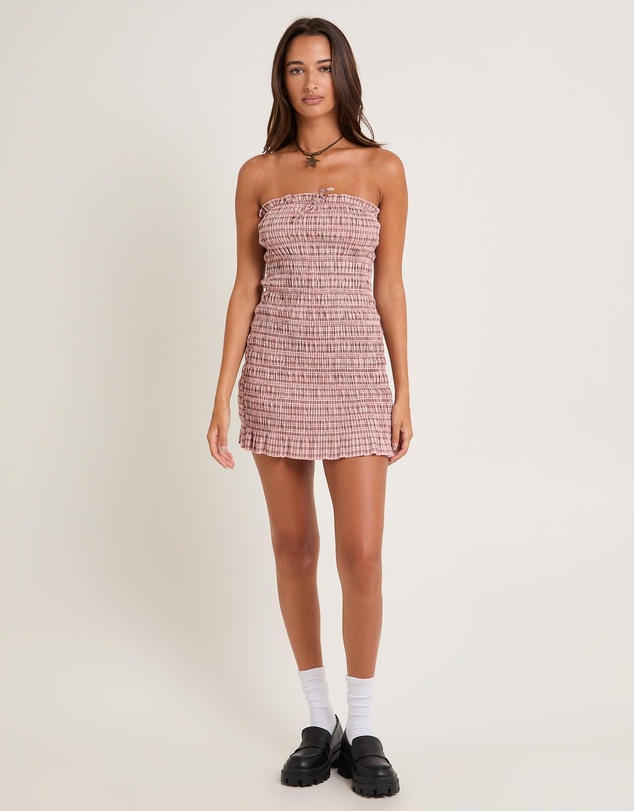 Subtitled - Sandra Gingham Bandeau Mini Dress