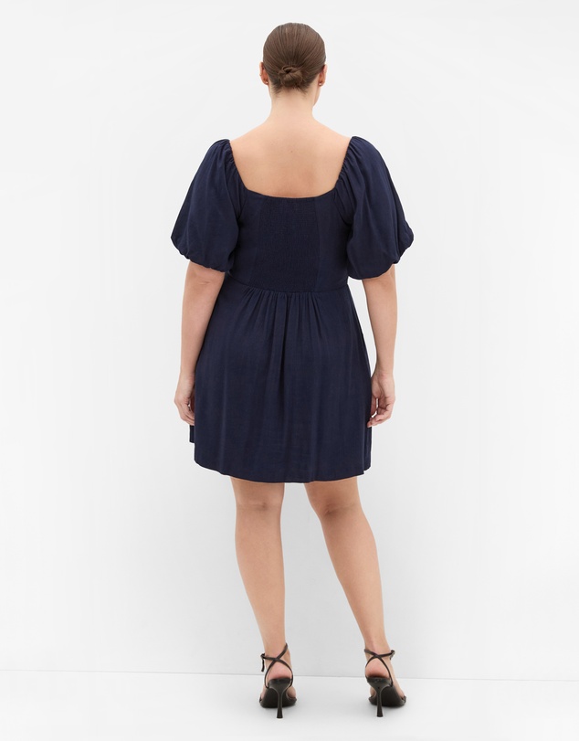 City Chic - Plus size Mani Balloon Sleeve Mini Dress - navy