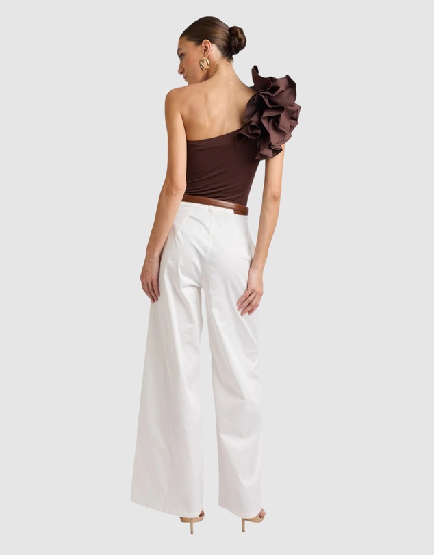 Honey and Beau - Lorena One Shoulder Ruffle Bodysuit