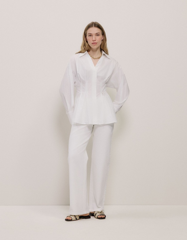 Trenery - Poplin Cinched Waist Shirt in White