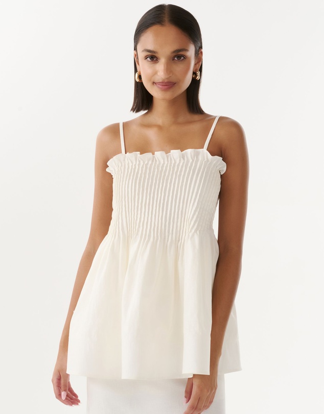 JUSTIN TONG - Ivory Linen Top