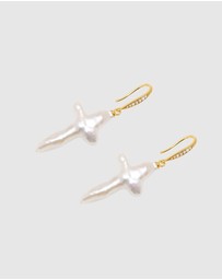 Nialaya Jewellery - Pearl Cross Earrings
