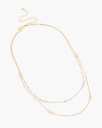 Lovisa - Gold Plated Cubic Zirconia & Pearl Layered Necklace