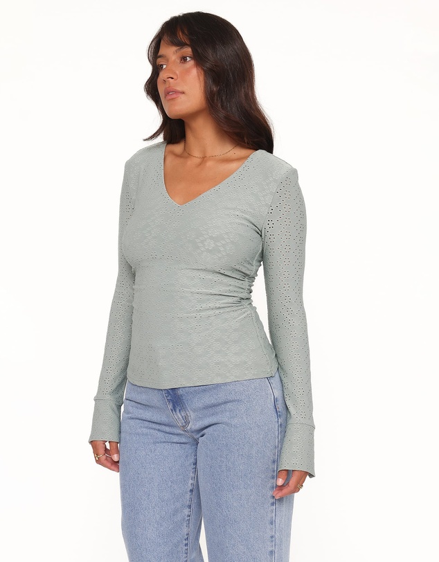 Petal & Pup - Brooklyn Eyelet Top - Dusty Sage
