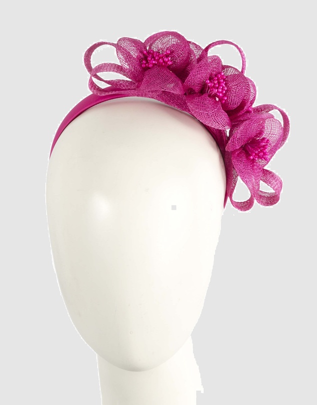 Max Alexander - Small Fuchsia Sinamay Flowers Fascinator