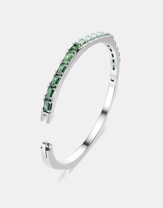 Swarovski - Matrix Bangle, Baguette Cut, Octagon Shape, Green, Rhodium-Plated
