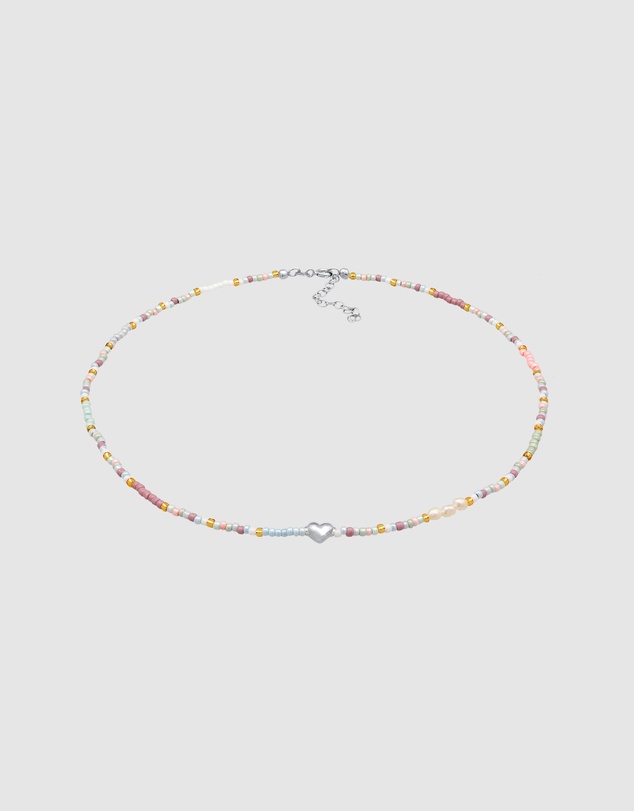 Elli Jewelry - Pastel Bead Heart Choker Necklace