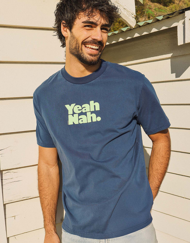 Skwosh - Yeah Nah Men's Slang Tee in Navy