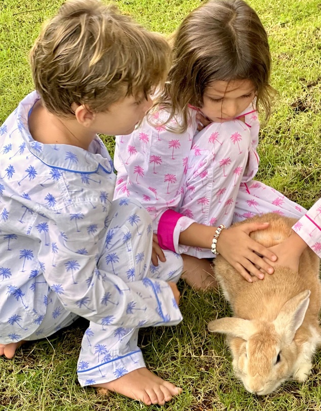 Sant And Abel - Kids Blue Palm Tree Long PJ Set